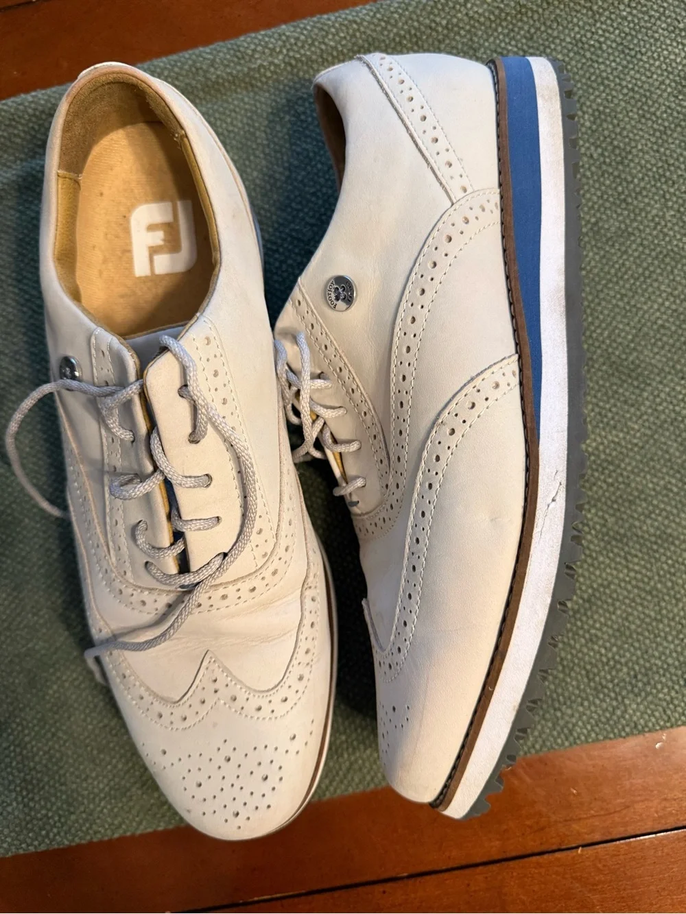 GOLF FootJoy Men’s White Wingtip Brogue Golf Oxfords